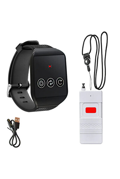 Denx Wireless pager for caregivers with smart emergency call button within a 1000m range and a receiving clock.