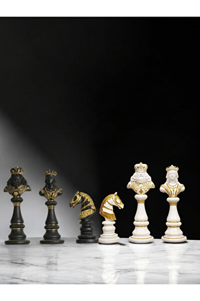 Ard.Art 15.5cm Şah Vezir At Kral Kraliçe Satranç 3lü set biblo