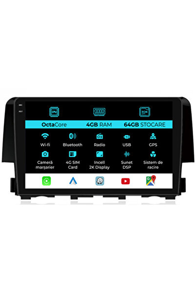 NavStore Navigatie Dedicata Honda Civic (2015-2021), 2K, 4Gb Ram, 64Gb Stocar...