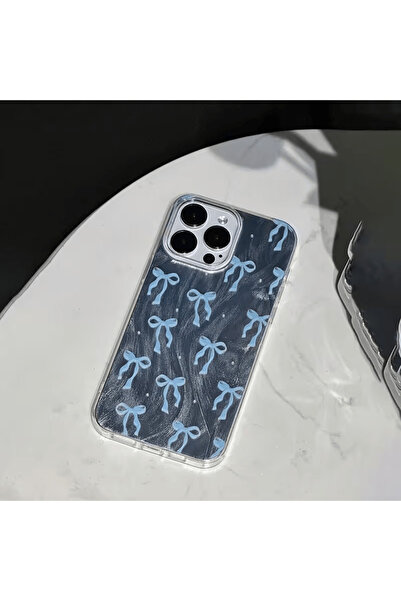 OSG iPhone 13 and 14 Compatible 3D Bow Pattern Embossed Camera Protection Frame Protruding Premium Case