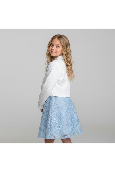 FESSHERA KİDS Girls' Dress with Lace Bolero Jacket Stylish Design Cotton Evening Dress Set