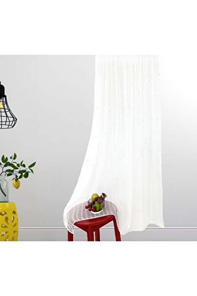 OEM Kitchen curtain, striped texture, 145x200 cm, ivory/gold