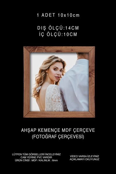 YEDİART 1 Adet 10x10 Çerçeve - Mdf Çerçeve - Fotoğraf Çerçevesi - Kare Çerçev...
