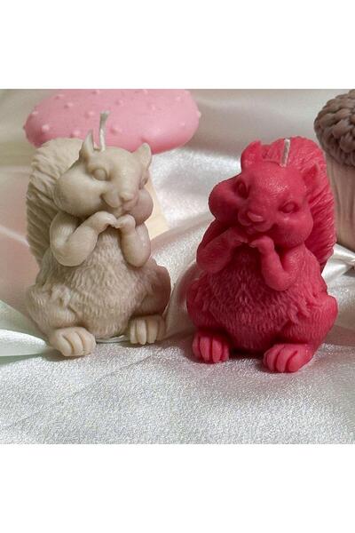 İMVULA Dekoratif Sincap Mum 2’li Hediyelik ve Dekoratif Şık Tasarım Mum