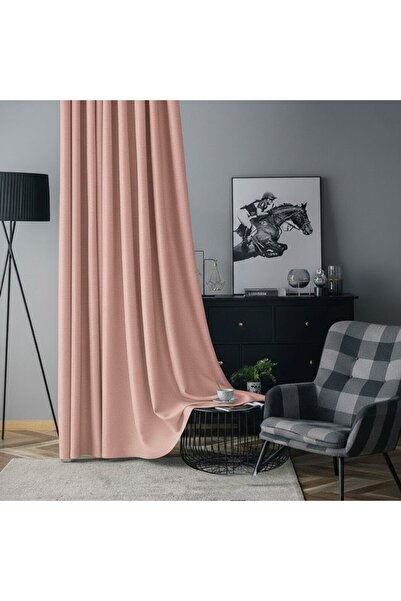 mis home ev tekstil Soft Kadife Fon Perde 90 cm Sık Pile Koyu Somon