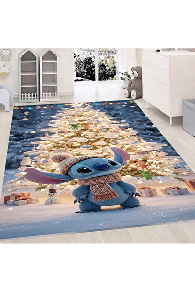 Reyhani Stich-22 Desenli Kaymaz Taban Makinede Yıkanabilir Çocuk Gamıng Halıs...