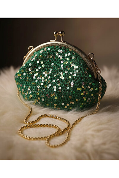 MAZSAY ✨ El Yapımı Işıltı Pullu Örgü Portföy Çanta ✨