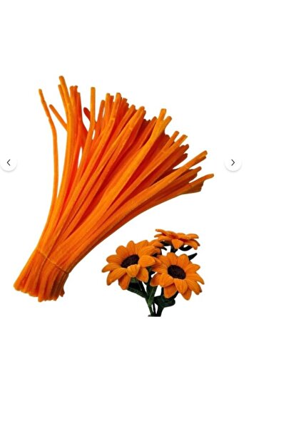 hobi market art 100 ADET TURUNCU ŞÖNİL,Çiçek Yapımına Uygun Tüylü Tel 30 cm 6 mm