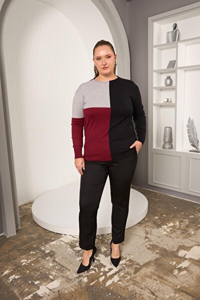 RMG Plus Size Garnished Colorful Sweater