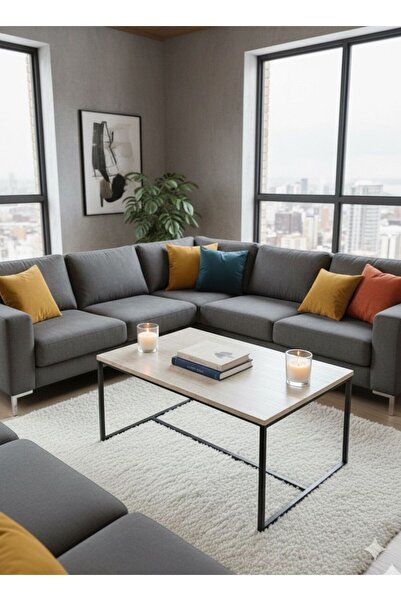 Kırlenta ADA 90 X 60 ORTA SEHPA MASA YAN SEHPA METAL SEHPA DEKORATİF SEHPA