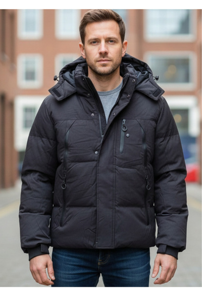 embody Men's Thick Winter Jacket with Detachable Hood black 52036-1