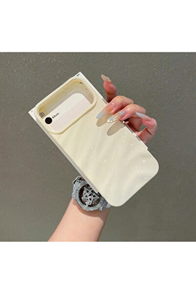 EDELFU iPhone 17 Pro Max Wavy Ecru Pattern Protective Silicone Soft Glossy Case