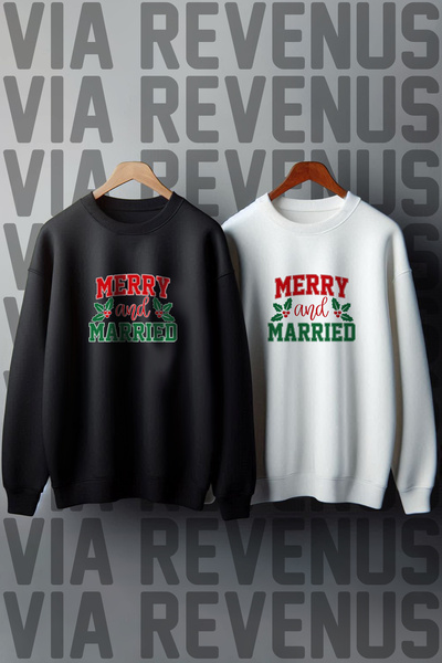 Vordevia Χαρούμενα και παντρεμένα Χριστούγεννα Πρωτοχρονιάς με τύπωμα Φούτερ ...