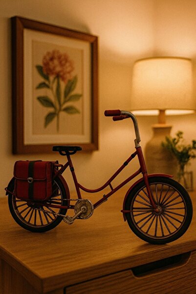 VALENZA STORE Dekoratif Metal Kırmızı Bisiklet Çantalı