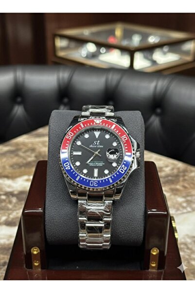 Feronnucci ساعة يد رجالية فاخرة بتصميم غواص مع سوار فولاذي ومينا أسود + مع سو...