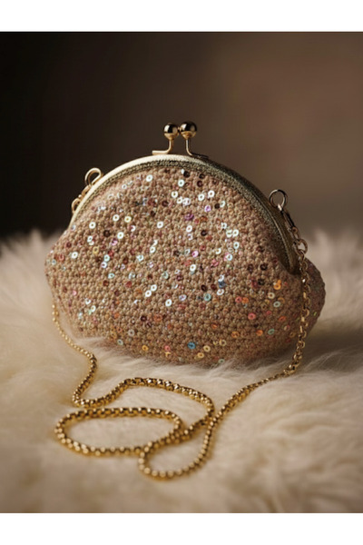 MAZSAY ✨ El Yapımı Işıltı Pullu Örgü Portföy Çanta ✨