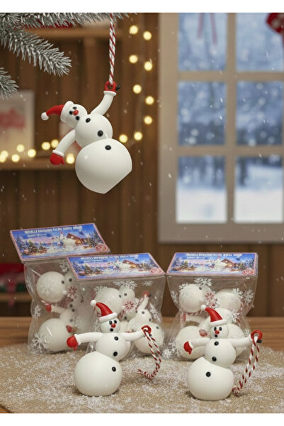 Elmas Dudu 3'lü Yılbaşı Çam Ağacı Neşeli Kardan Adam Süs