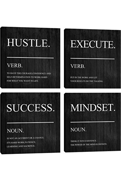 ALAYRA International لوحة جدارية تحفيزية من القماش، 4 لوحات، مقاس 50×50 سم، ت...