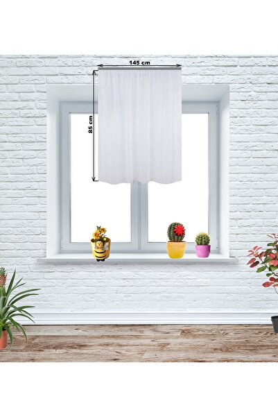 OEM Kitchen curtain, striped texture, 145x85 cm, ivory/gold