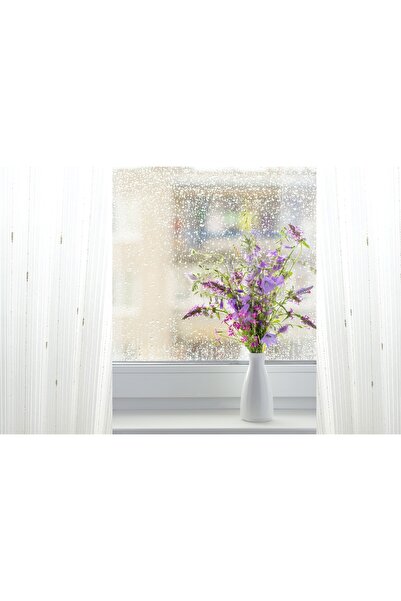 OEM Kitchen curtain, striped texture, 145x85 cm, ivory/gold