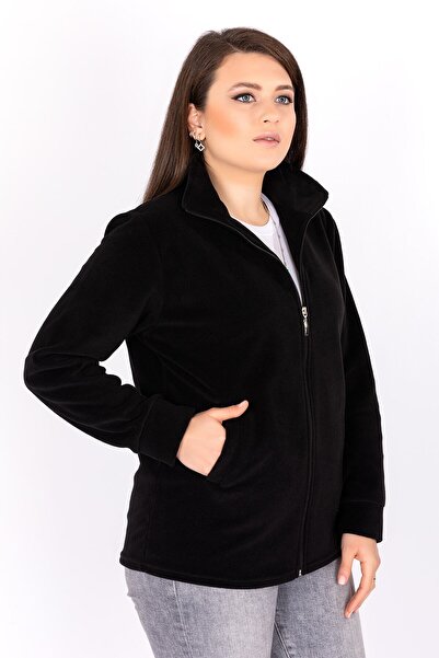ÜMİTEKS KİDS CLUB Unisex Winter Black Fleece Cardigan Coat Winter Coat Fleece