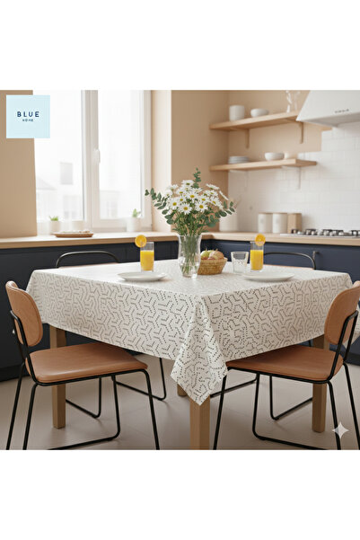 Blue Home 🆕 Fiesta Lux Pvc Fiber Tablecloth - Waterproof Modern Pattern Kitchen and Dining Table Cover