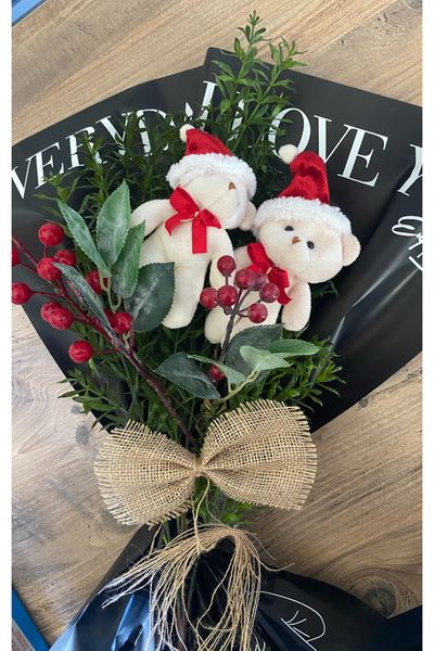 me too flower naturel decor Yılbaşı temalı buket, yapay çiçek