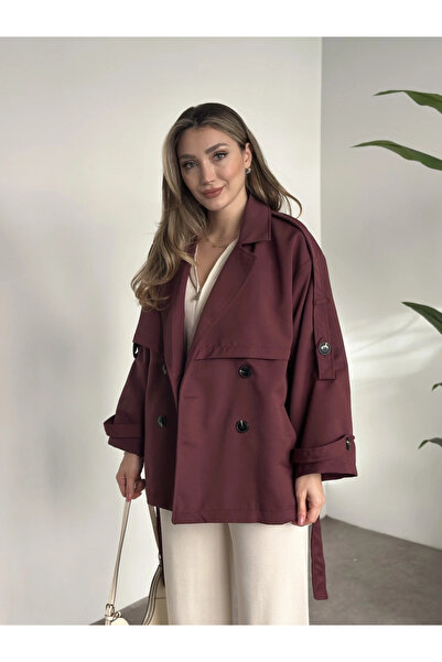 sinemkivanc co Oversized Off-Shoulder Trench Coat