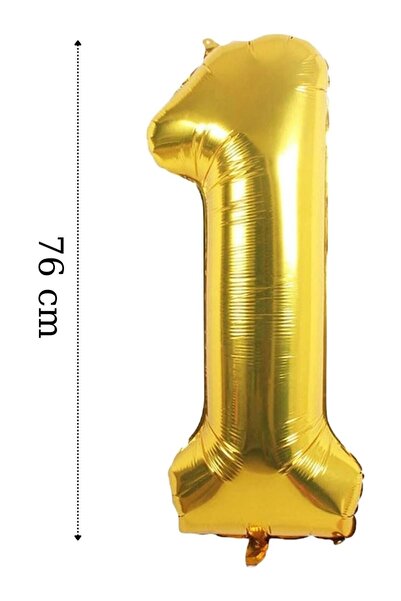 Rakam Sayı Balon Folyo Balon Gold Altın 34'' Inç 76 Cm 1 Rakamlı (helyum Ile Uçar)