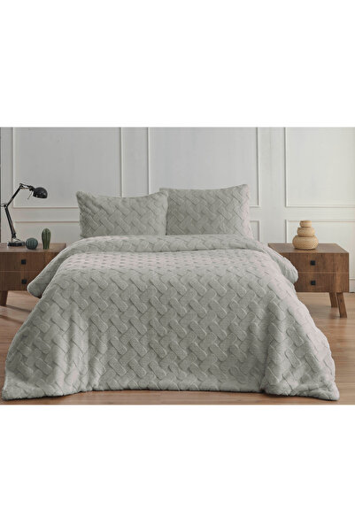Bikaya Home Diamond 3 Piece Pietra Double Fur Comforter Duvet Set - 220X240 cm - with Original Bag
