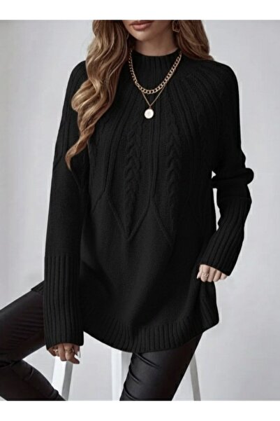 MADAMNİZ Women's long-sleeved semi-turtleneck knit blouse