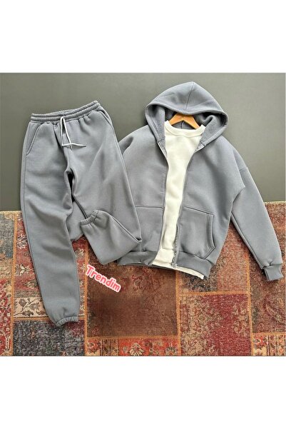 HerTarzınTrendi Unisex Fleece-Lined Hooded Tracksuit Set – Warm, Comfortable,...