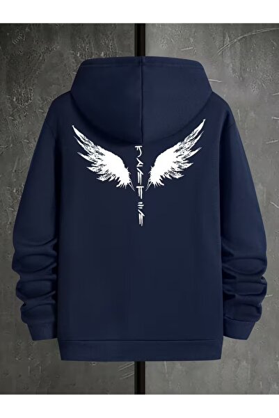 LAYORA Hooded Long Sleeve Compass Star and Wing for Men Printed
