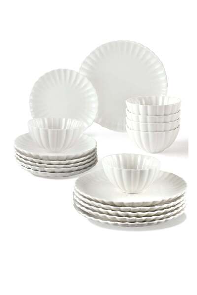Noon East 18-Piece Porcelain Lotus Shape Dinnerware Set, Service for 6
