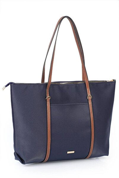 Rivina Lore Front Pocket Detailed Tote Model Satin Large Size Handbag and Sho...