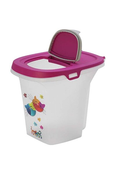 Moderna Trendy Friends Kedi ve Köpek Plastik Mama Saklama Kabı Fuşya 26.5x21....