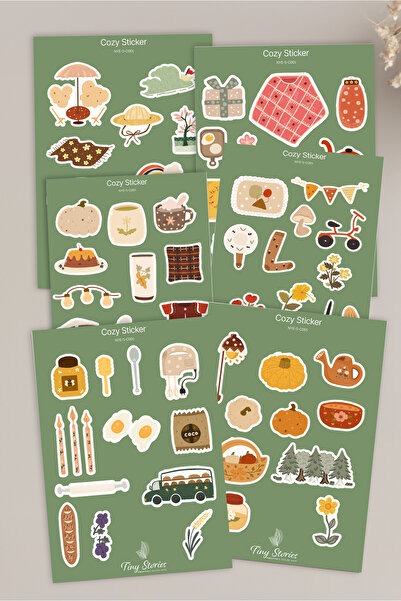 tinystoriestr مجموعة ملصقات ذات طابع مريح - 6 قطع / مفكرة، دفتر ملاحظات، مجلة...