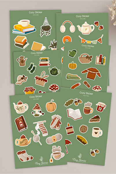 tinystoriestr مجموعة ملصقات ذات طابع مريح - 6 قطع / مفكرة، دفتر ملاحظات، مجلة...