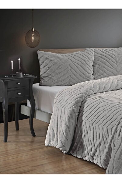 Bikaya Home Diamond 3 Piece Zebra Fur Comforter Quilt Set - 220X240 cm - with Original Bag