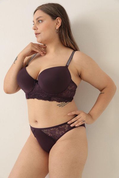 Love Angels Women's Plus Size Lace Detailed Lingerie Set (Oversized Size)
