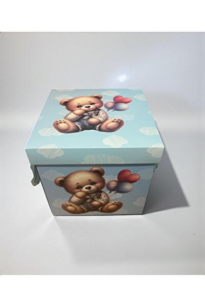 Botez Cutie pentru transport trusou ursulet dragalas blue , 29x29x29 cm