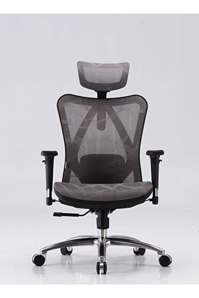 SIHOO كرسي مكتب مريح M57، مسند ذراع ثلاثي الأبعاد قابل للتعديل، دعم قطني، ظهر مرتفع، رمادي