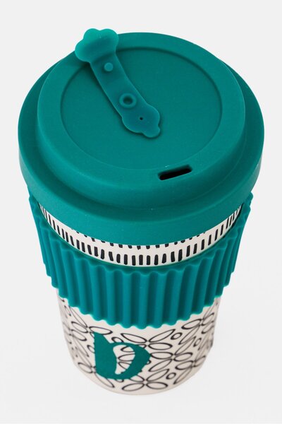 Kitchen Craft Bamboo Letter D Re-usable Travel Mug 410ml, Multicolor