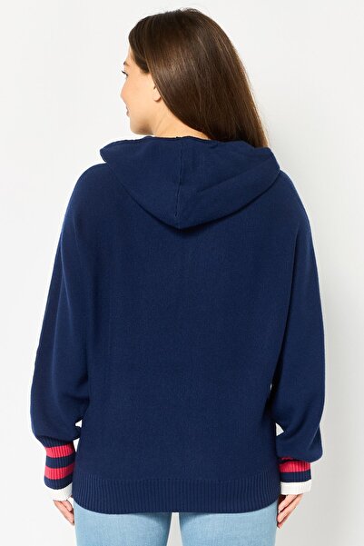 For The Republic Women Plain Long Sleeve Hoodie, Navy
