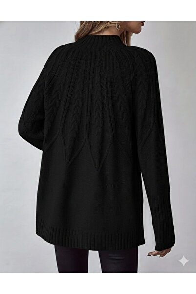 MADAMNİZ Women's long-sleeved semi-turtleneck knit blouse