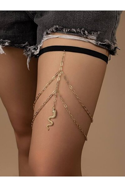 euro click Женска верижка за крак в златист цвят с мотив на змия – регулируем...