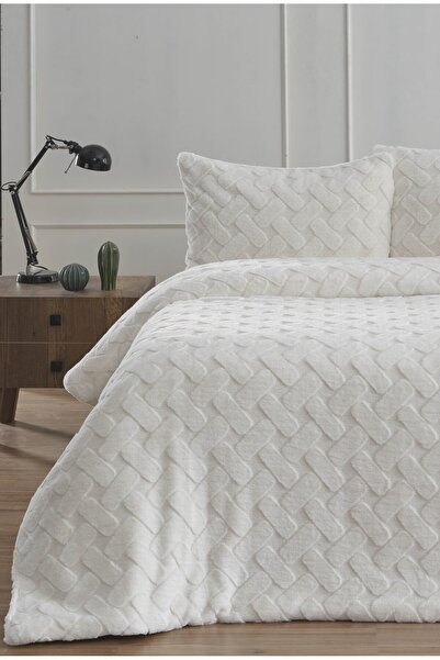 Bikaya Home Diamond 3 Piece Pietra Double Fur Comforter Duvet Set - 220X240 cm - with Original Bag