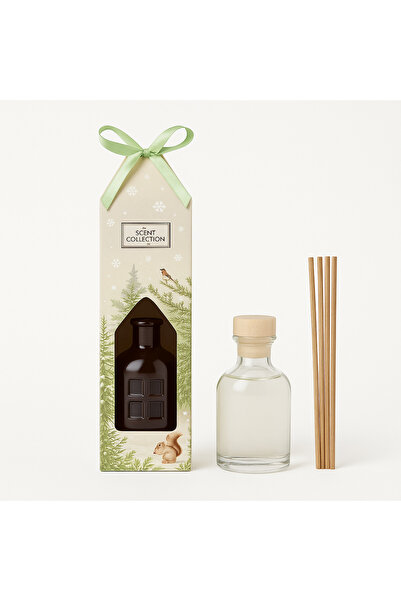 COLLECTİON Winter House Fragrance Diffuser Set – House-Shaped Glass Container + Solution + 5 Reeds