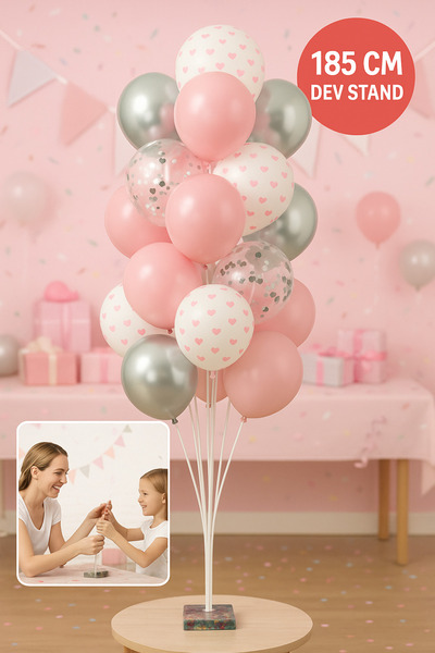 TOYFEST 185 CM Balon Standı Seti – Doğum Günü Parti Süsleri | Kalpli Konfeti ...