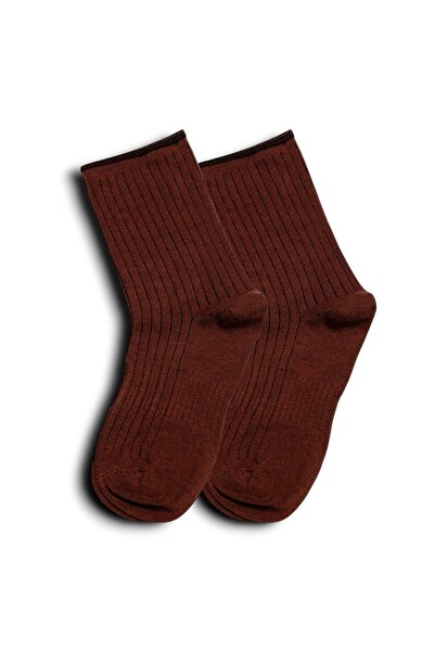 Rumon Burgundy Cotton Corded Fabric Elastic-Free Stitch-Free Socks 2-Pack